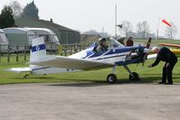 G-BAAD @ EGBR - Evans VP-1 being started up the old fashioned way at Breighton Airfield in 2006. - by Malcolm Clarke