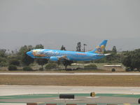 N791AS @ LAX - Alaska Airlines Disney 50TH Anniversary with Tinker Bell leading, land on runway 24R - by Helicopterfriend
