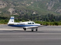 N7042V @ SZP - 1976 Mooney M20F EXECUTIVE, Lycoming IO-360 A&C 200 Hp, takeoff Rwy 22 - by Doug Robertson