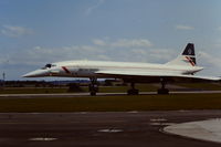 G-BOAA @ EGDY - BA Concorde arriving during the RNAS Yeovilton Air Day July 1986 - by Roger Winser