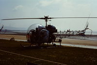 XT511 - Off airport. Sioux of the Army Air Corps Blue Eagles helicopter display team at the Swansea Bay Airshow, Wales early 1970's - by Roger Winser