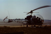 XT134 - Off airport. Army Air Corps Blue Eagles helicopter at the Swansea Bay Airshow, Wales early 1970's - by Roger Winser