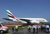 A6-EDJ @ EDDB - Airbus A380-861 of Emirates at ILA 2010, Berlin