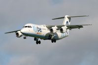 G-JEBA @ EGNT - British Aerospace BAe-146-300 on finals to 25 at Newcastle Airport in October 2006. - by Malcolm Clarke