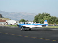 N8667H @ SZP - 1947 North American NAVION, 285 Hp Continental conversion, taxiing off the active. This aircraft has given over 600 Young Eagles rides. - by Doug Robertson