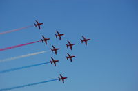 XX260 - Off airport. The Red Arrows in Vulcan formation at the Welsh Festival of the Air, Swansea Bay, Wales, UK in September 2007 - by Roger Winser