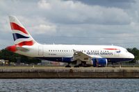 G-EUNA @ EGLC - Airbus A318-112 [4007] (British Airways) London City~G 15/06/2010. Seen arriving air brakes applied.