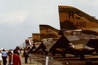 68-0480 @ EGVI - Coded RS of 512FIS USAF lined up with other Phantoms attending the IAT at RAF Greenham Common, UK celebrating the 25th anniversary of the F-4 Phantom. - by Roger Winser