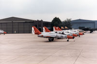 E25-22 @ EGDM - CASA C-101EB with others of the Spanish Air Force display team on the flight-line at the 1990 Boscombe Down Battle of Britain 50th Anniversary Airshow. - by Peter Nicholson