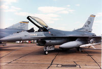 87-0281 @ MHZ - F-16C Falcon of Spangdahlem's 81st Tactical Fighter Squadron/542nd Tactical Fighter Wing on display at the 1990 RAF Mildenhall Air Fete. - by Peter Nicholson