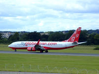 G-DLCH @ EGPH - Globespan B737-8Q8 Thunders down runway 24 on landing - by Mike stanners