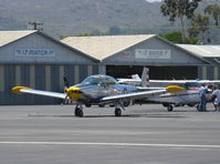 N91455 @ SZP - 1946 North American NAVION, Continental E185 listed, cowl mods and three-blade prop suggest engine upgrade - by Doug Robertson