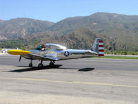 N91455 @ SZP - 1946 North American NAVION, Continental E185 listed, cowl mods and three-blade prop suggest engine upgrade, taxi after landing Rwy 22 - by Doug Robertson