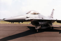 85-1552 @ EGDM - F-16C Falcon, callsign Shack 02, of 480th Tactical Fighter Squadron/52nd Tactical Fighter Wing on display at the 1990 Boscombe Down Battle of Britain 50th Anniversary Air show. - by Peter Nicholson