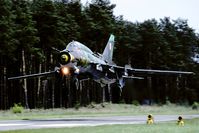 7411 @ N142 - To land a fast jet on a narrow highway strip between all those trees demands not just skill, but also great bravery! - by Joop de Groot