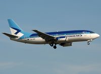 ES-ABK @ LEBL - Landing rwy 25R - by Shunn311