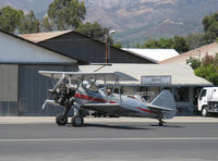 N65124 @ SZP - 1943 Boeing Stearman A75N1 'Spirit of OPEC', P&W R-985 Wasp Jr. (by Jacobs) 450 Hp upgrade, square wingtips, Restr. Exp. class, taxi after landing - by Doug Robertson