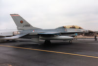J-656 @ EGDM - F-16B Falcon, callsign Netherlands Air Force 312, of 312 Squadron on display at the 1990 Boscombe Down Battle of Britain 50th Anniversary Airshow. - by Peter Nicholson