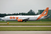 TC-SKE @ EGCC - Sky Airlines of Turkey Boeing 737-4Q8, c/n: 25163 arriving at Manchester UK - by Terry Fletcher