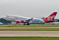 G-VLIP @ EGCC - Virgin Atlantic's 2001 Boeing BOEING 747-443, c/n: 32338 in Harry Potter colour scheme at Manchester UK - by Terry Fletcher