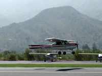 N714HH @ SZP - 1977 Cessna 150M, Continental O-200 100 Hp, takeoff climb Rwy 22 - by Doug Robertson