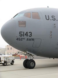05-5143 @ NTD - 2005 Boeing C17A GLOBEMASTER III, four P&W F-117-P-100 Turbofans 41,700 lbst each, of 452nd AMW at March ARB, California. Huge fellow with max takeoff weight 580,000 lbs. - by Doug Robertson
