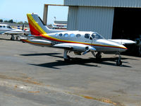 N446H @ KHWD - 1974 Cessna 414 in for maintenance - by Steve Nation