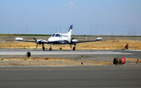 N550RA @ KSQL - Glenbrook Flyboys 1976 Cessna 414 from Carson City, NV ready for return flight home - by Steve Nation