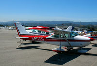 N91156 @ KSQL - 1973 Cessna 182P visiting from Sonora, CA - by Steve Nation