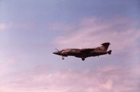 XZ432 @ EGQS - Buccaneer S.2B of 208 Squadron landing at RAF Lossiemouth in the Summer of 1984. - by Peter Nicholson