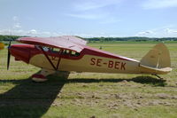 SE-BEK @ ESOW - Piper Super Cruiser at Västerås Hässlö airport, Sweden.