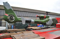 XW863 @ EGTF - Westland/Aerospatiale SA.341 Gazelle HT.2 Ex Arborfield, Defence College of Aeronautical Engineering. Army instructional airframe serial no: TAD022. On trailer at Fairoaks. - by moxy