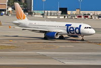 N402UA @ KLAX - United Airlines/TED Airbus A320-232, N402UA holding short of 25R at Bravo 1 KLAX. - by Mark Kalfas