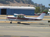 N851DE @ KCCR - Inbound from KSNS, 1980 Cessna TR182 rolling out on RWY19L at Buchanan Field - by Steve Nation