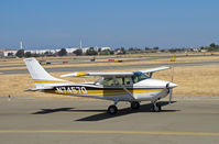 N7457Q @ KCCR - 1972 Cessna 182P taxis past public viewing area at Buchanan Field - by Steve Nation