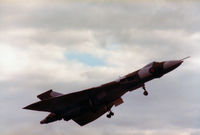 XM597 @ EGQL - Vulcan B.2 of RAF Waddington's 50 Squadron climbing after take-off at the 1983 RAF Leuchars Airshow. - by Peter Nicholson