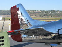 N4132A @ CMA - 1944 North Amerivcan/Aero Classics P-51D MUSTANG 'Pecos Bill', Packard ROLLS-ROYCE V-1650-7 Merlin, 1,695 Hp, Limited class, tail - by Doug Robertson