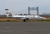 N802QS @ KAPC - Netjets 2006 Cessna 560 departing Napa, CA (KAPC) for Santa Barbara, CA (KSBA) - framed by Napa River RR bridge - by Steve Nation