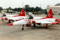 70-3036 @ EGVA - NF-5A of the Turkish Stars aerobaic team on the flight-line at the 1997 Intnl Air Tattoo at RAF Fairford. - by Peter Nicholson
