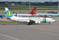 PH-HSB @ EHAM - Transavia taxiing to parking after arrival