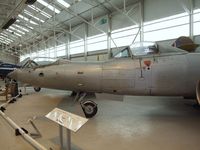 WK935 - Gloster Meteor F8 converted for tests with prone pilot position in the front cockpit at the RAF Museum, Cosford