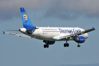 OO-TCJ @ EGNT - Airbus A320-214 on short finals to 07 at Newcastle Airport in August 2010. - by Malcolm Clarke