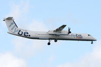 G-JECL @ EGNT - Bombardier DHC-8-402 on finals to 07 at Newcastle Airport in August 2010. - by Malcolm Clarke
