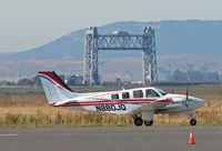 N880JQ @ KAPC - Japan Air Lines Beech 58 returning from training flight -Napa River RR bridge - by Steve Nation