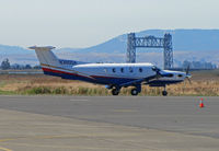 N360DA @ KAPC - Landmark Napa River RR bridge frames On the Rise Aviation's 1999 Pilatus PC-12/45 departing for KFAT KCRQ (Fresno-Yosemite Intl Airport, CA) - by Steve Nation