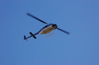 G-PSHR @ EGFH - Jet Ranger 111 approaching Swansea Airport. - by Roger Winser