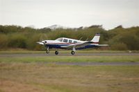 G-BKMT @ EGFH - Resident Piper Saratoga SP departing Runway 22 - by Roger Winser
