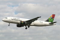 5A-ONJ @ EBBR - Flight 8U924 is descending to RWY 25L