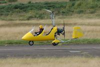 G-CFWD @ EGFH - Resident autogyro departing Runway 22 - by Roger Winser