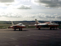 XP503 @ EGQL - Gnat T.1 of 4 Flying Training School at RAF Valley alongside Hunter T.7 XL597 from the same unit on display at the 1974 RAF Leuchars Airshow. - by Peter Nicholson